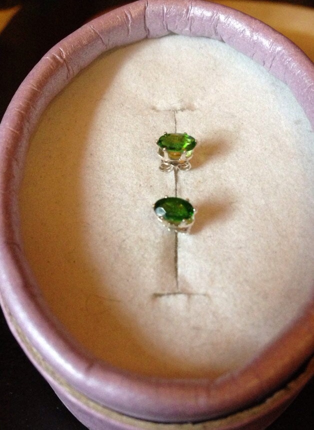 Natural Chrome Diopside Sterling Silver Earrings - Thumbnail 3