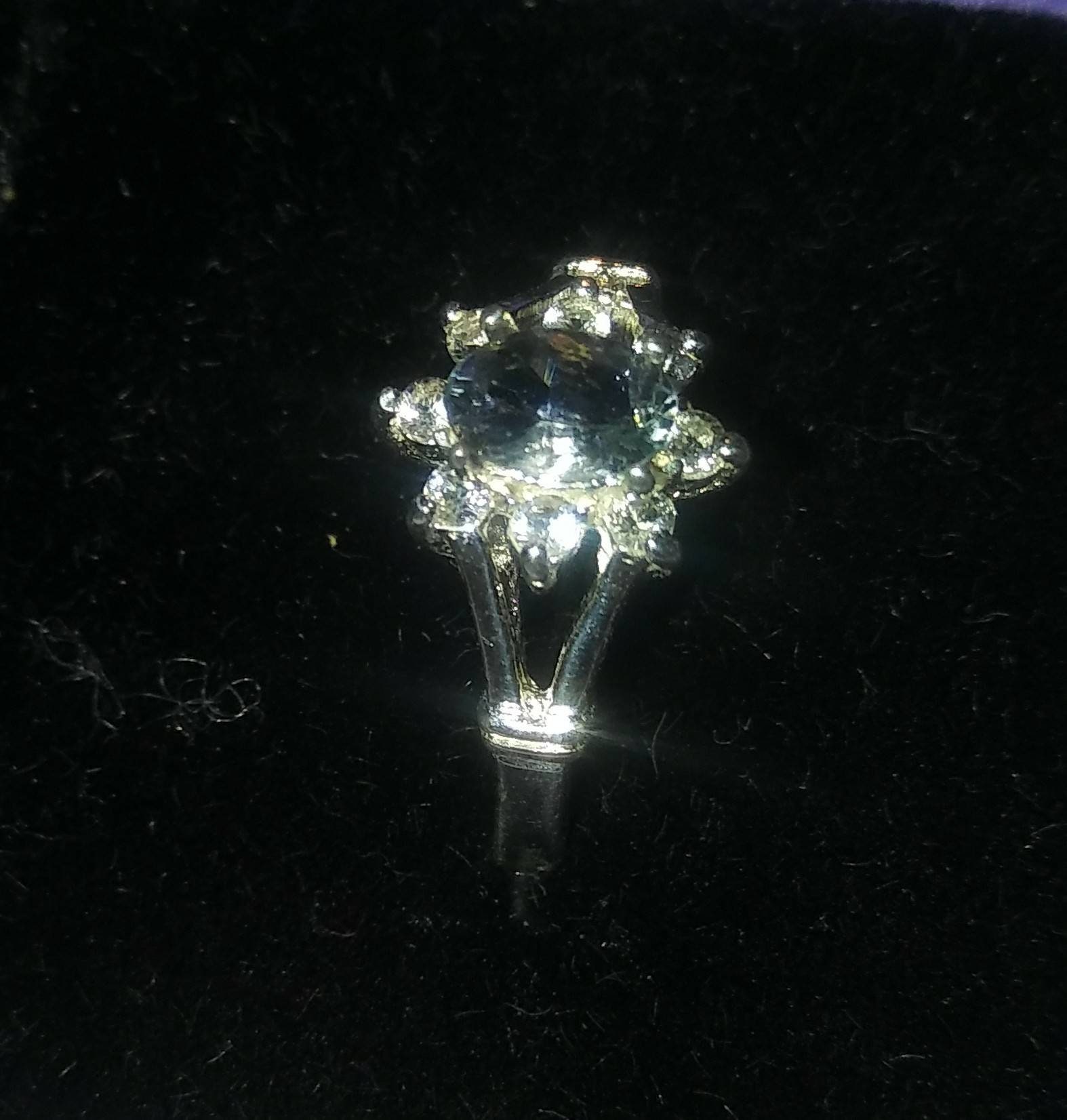 Natural Tanzanite White Zircon Sterling Silver Ring - Thumbnail 2