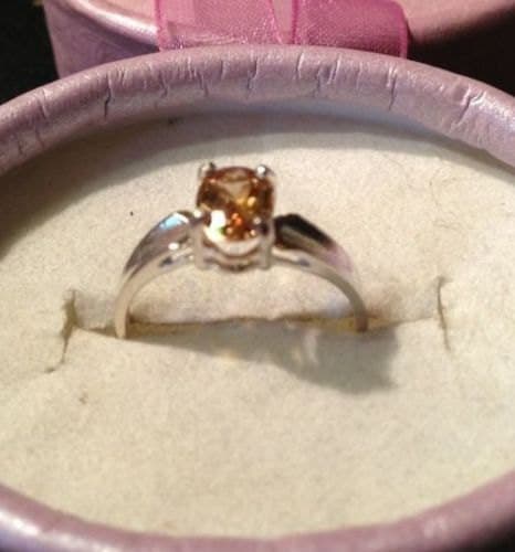 Natural Imperial Zircon Sterling Silver Engagement Ring