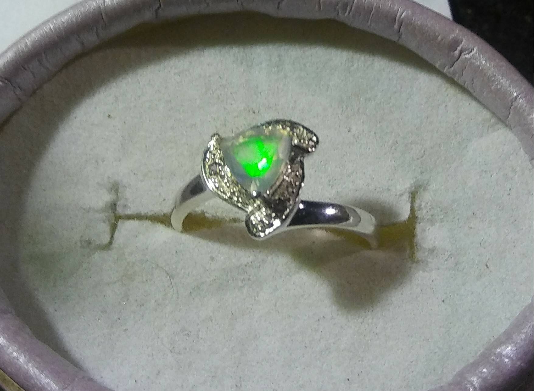 Natural Ethiopian Opal Tanzanite accented Sterling Silver Ring - Thumbnail 3