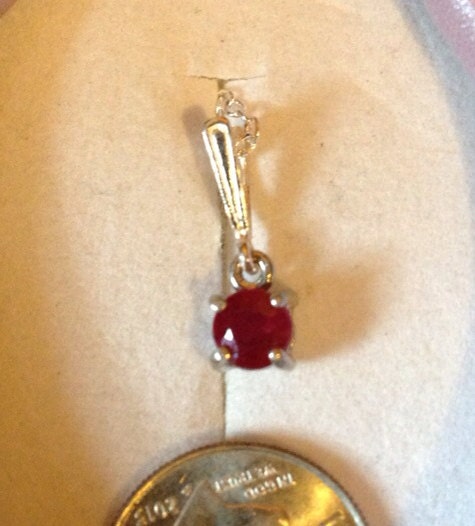 Natural Ruby Sterling Silver Necklace - Thumbnail 2