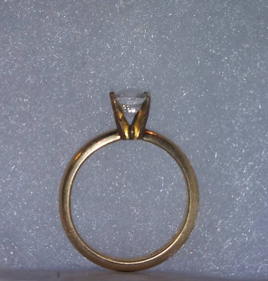 Natural White Zircon 10K Yellow Gold Engagement Ring (COMES WITH REPORT) - Thumbnail 5