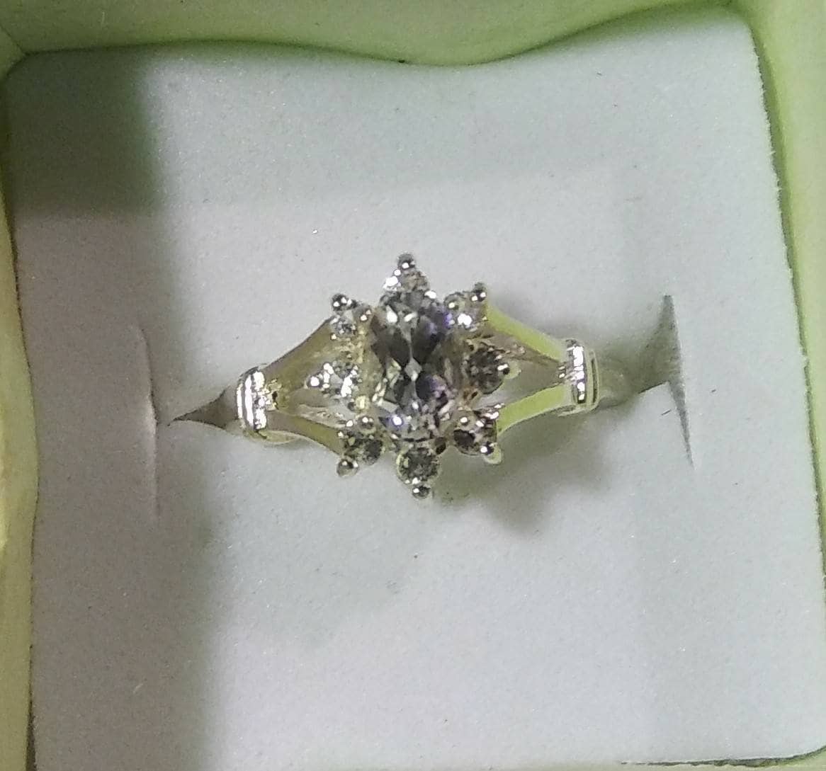 Natural Rare Danburite Zircon accented Sterling Silver Engagement Ring - Thumbnail 3