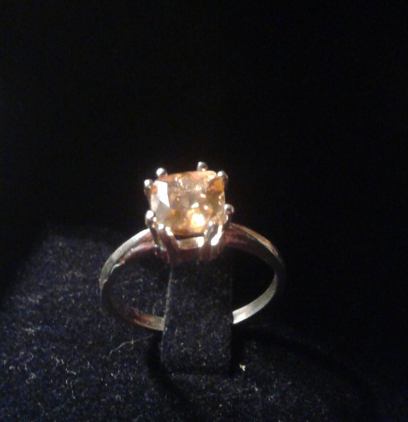 Natural Golden Heliodor Sterling Silver Engagement Ring