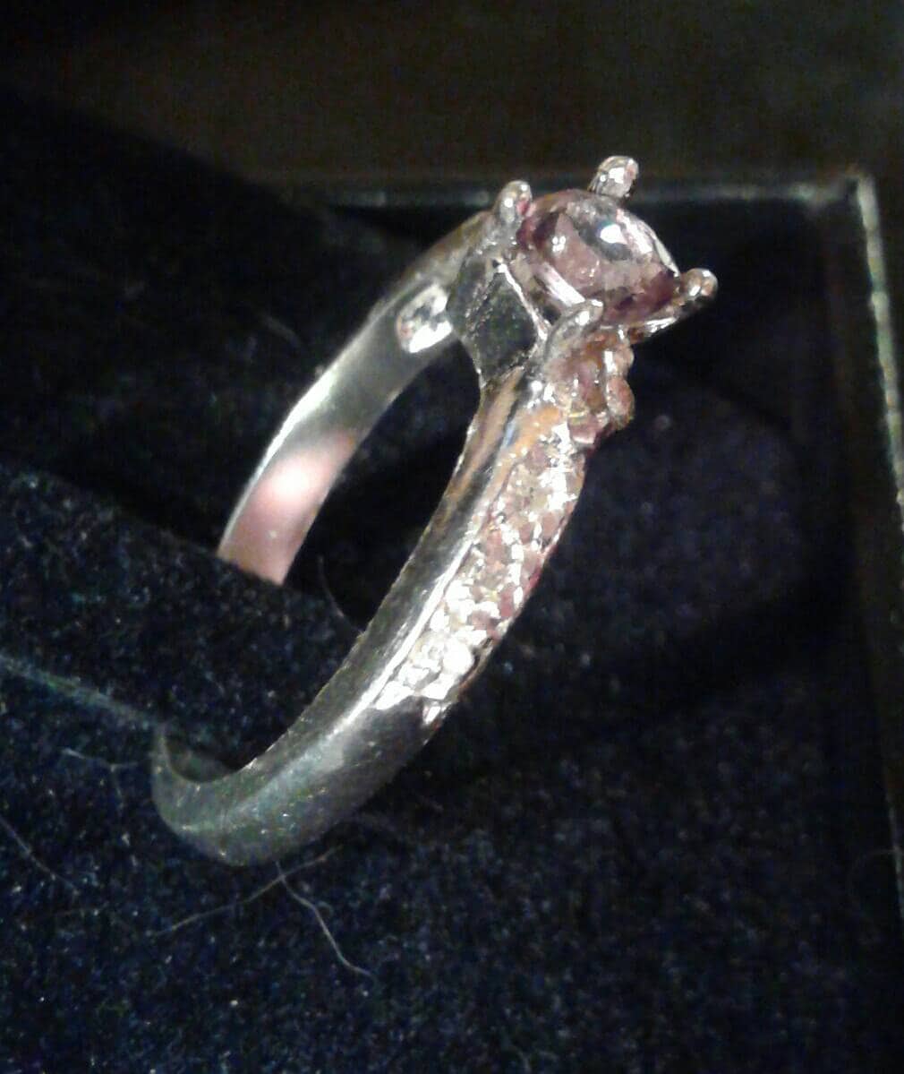 Natural Violet Spinel Diamond accented Sterling Silver Engagement Ring - Thumbnail 3