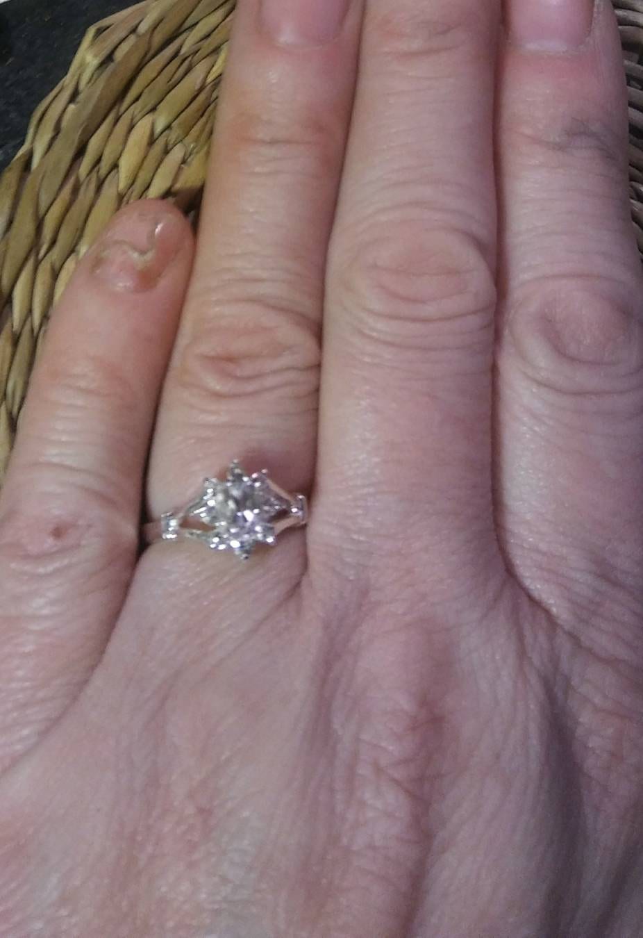 Natural Rare Danburite Zircon accented Sterling Silver Engagement Ring - Thumbnail 4