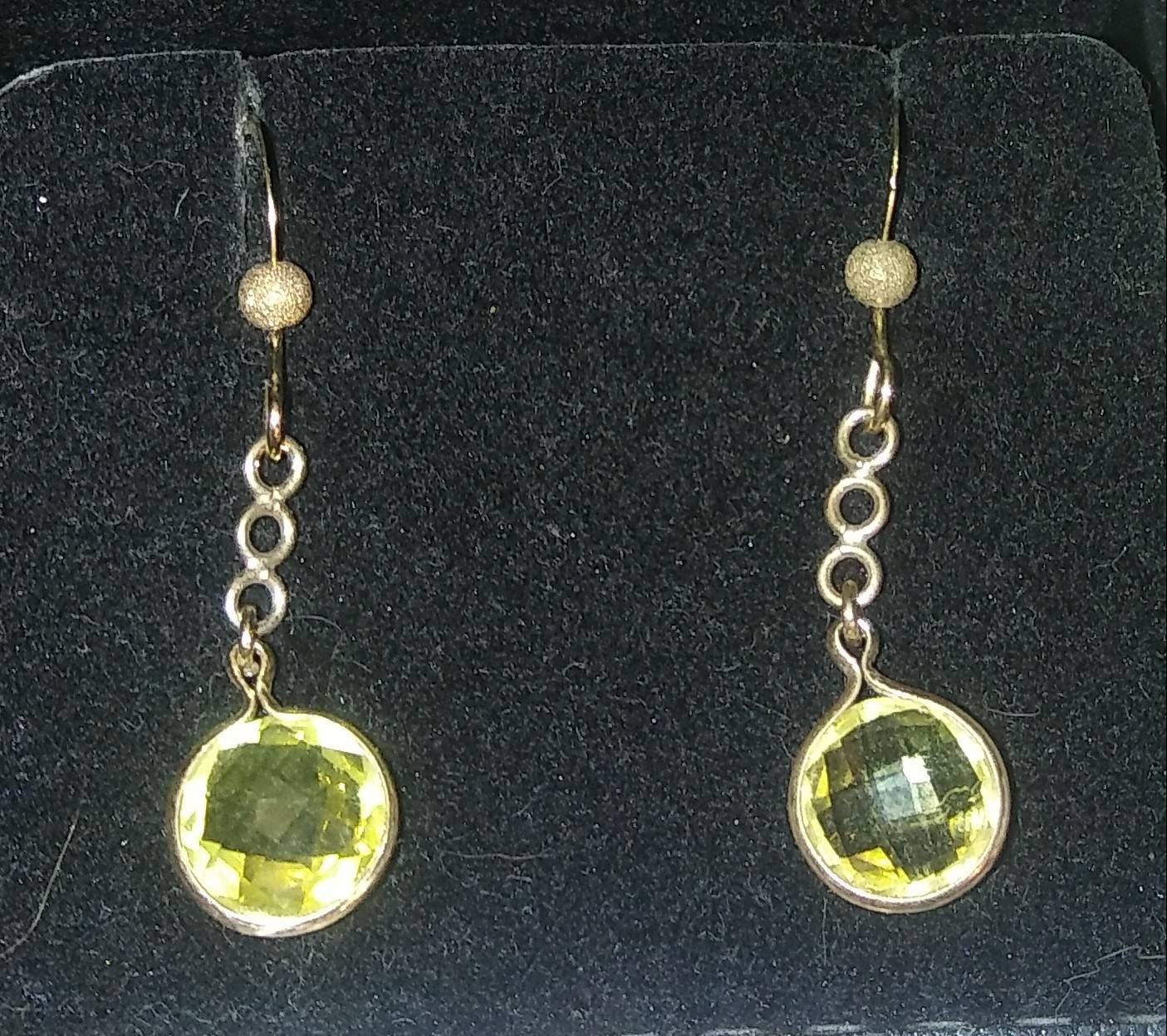 Natural Lemon Quartz 10K Gold Vermiel Earrings