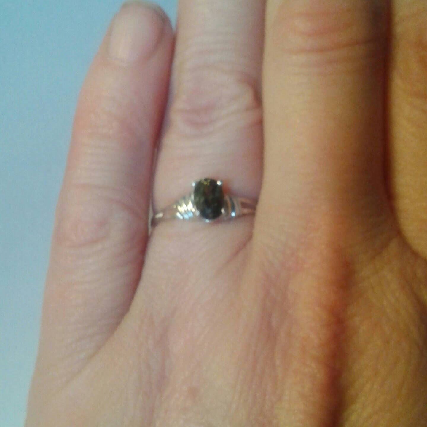 Extremely Rare Natural Green Kornerupine Sterling Silver Engagement Ring - Thumbnail 3