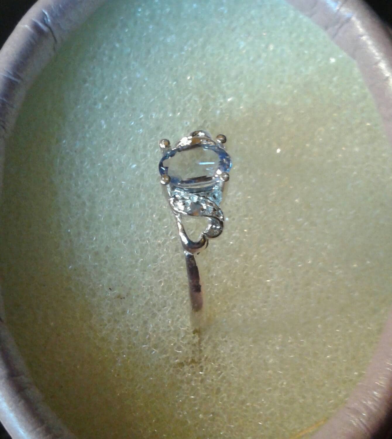 Natural Rare Maxixe Blue Beryl Diamond accented Sterling Silver Engagement Ring (Comes with report) - Thumbnail 3