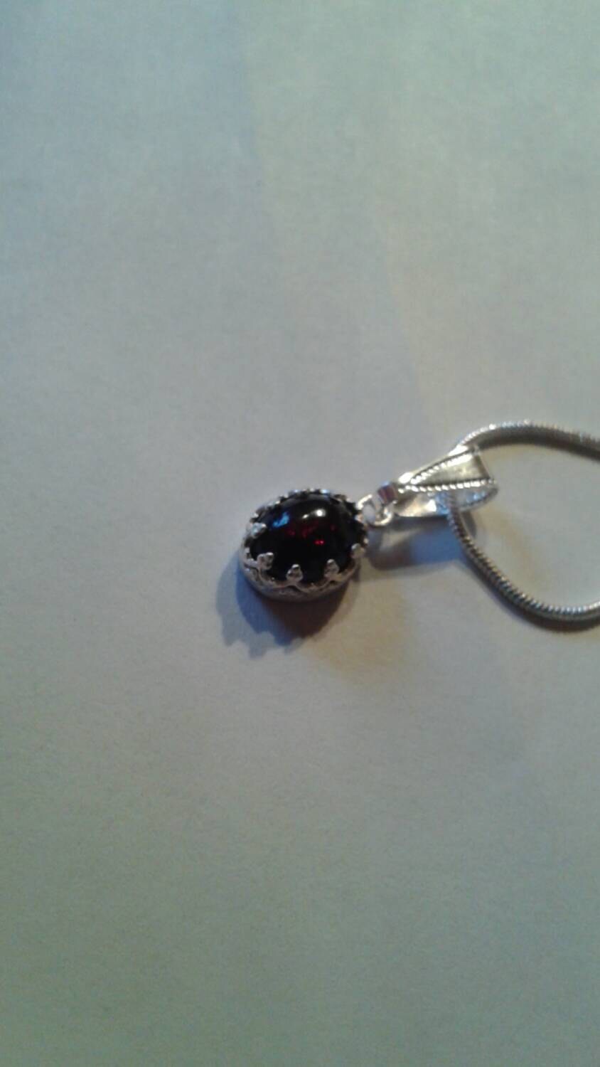 Natural Black Ethiopian Opal Sterling Silver Necklace - Thumbnail 2