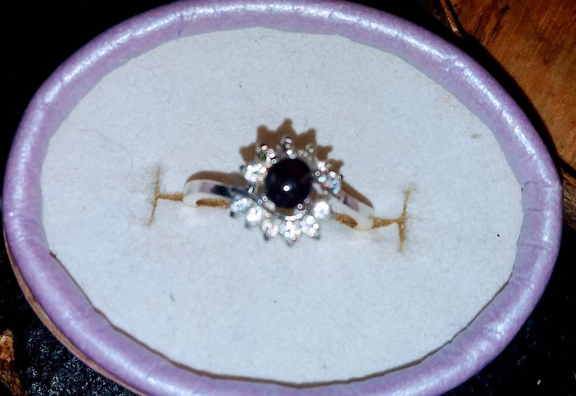 Natural Extremely Rare Painite accented with Natural Diamonds Sterling Silver Engagement Ring (Comes with report) - Thumbnail 2