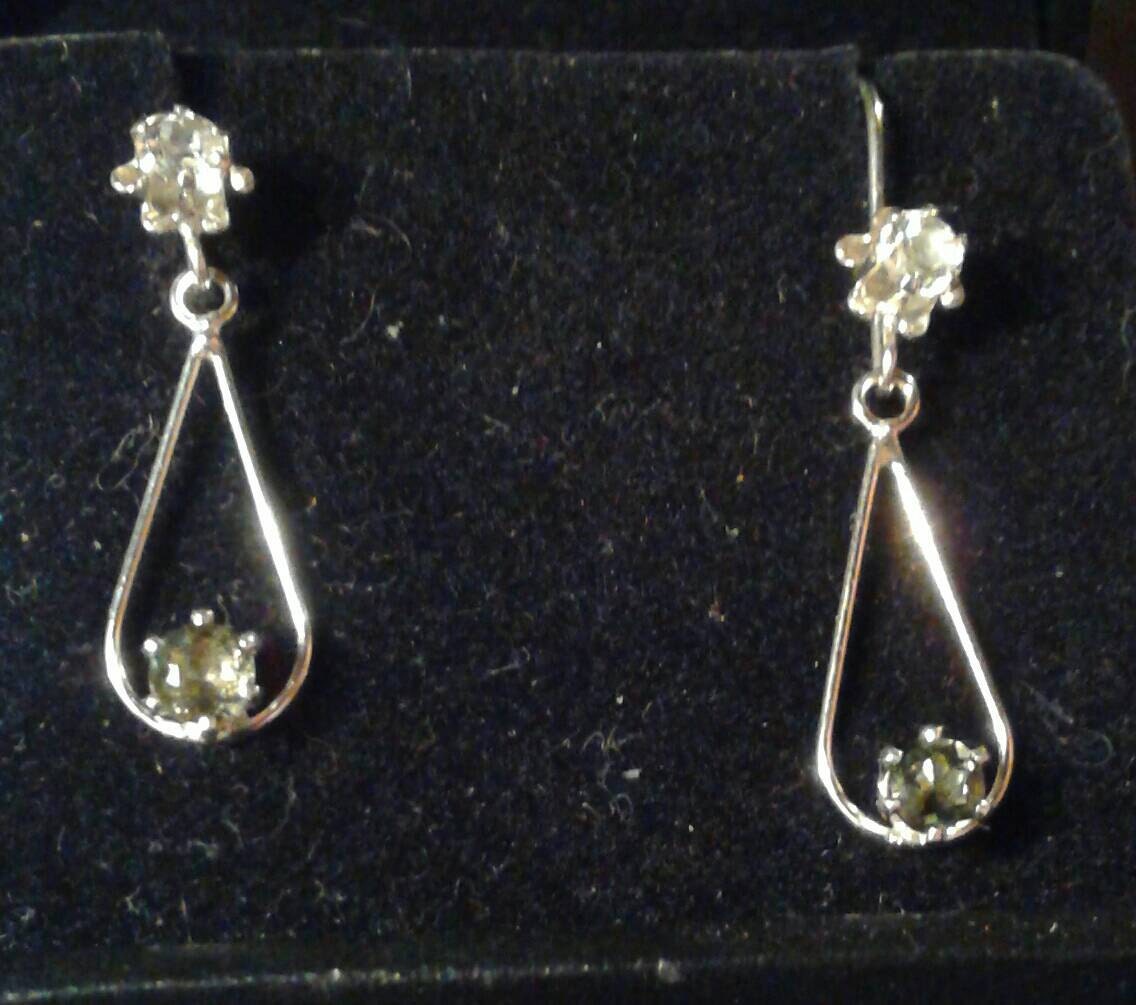 Natural Rare Kornerupine White Zircon Sterling Silver Earrings