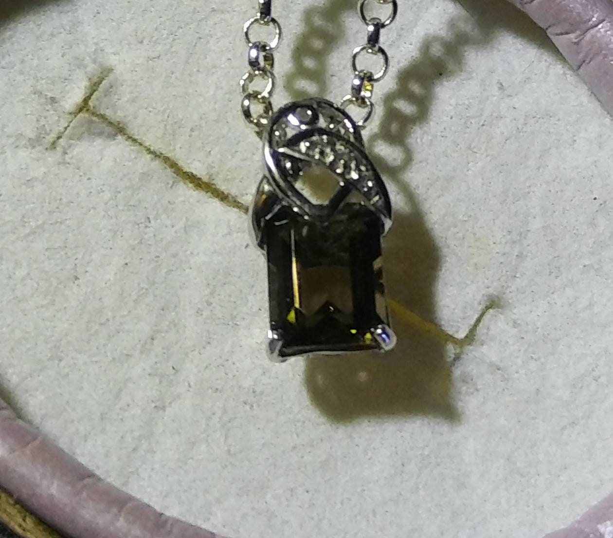 Natural Smokey Quartz Topaz accented Sterling Silver Necklace - Thumbnail 2