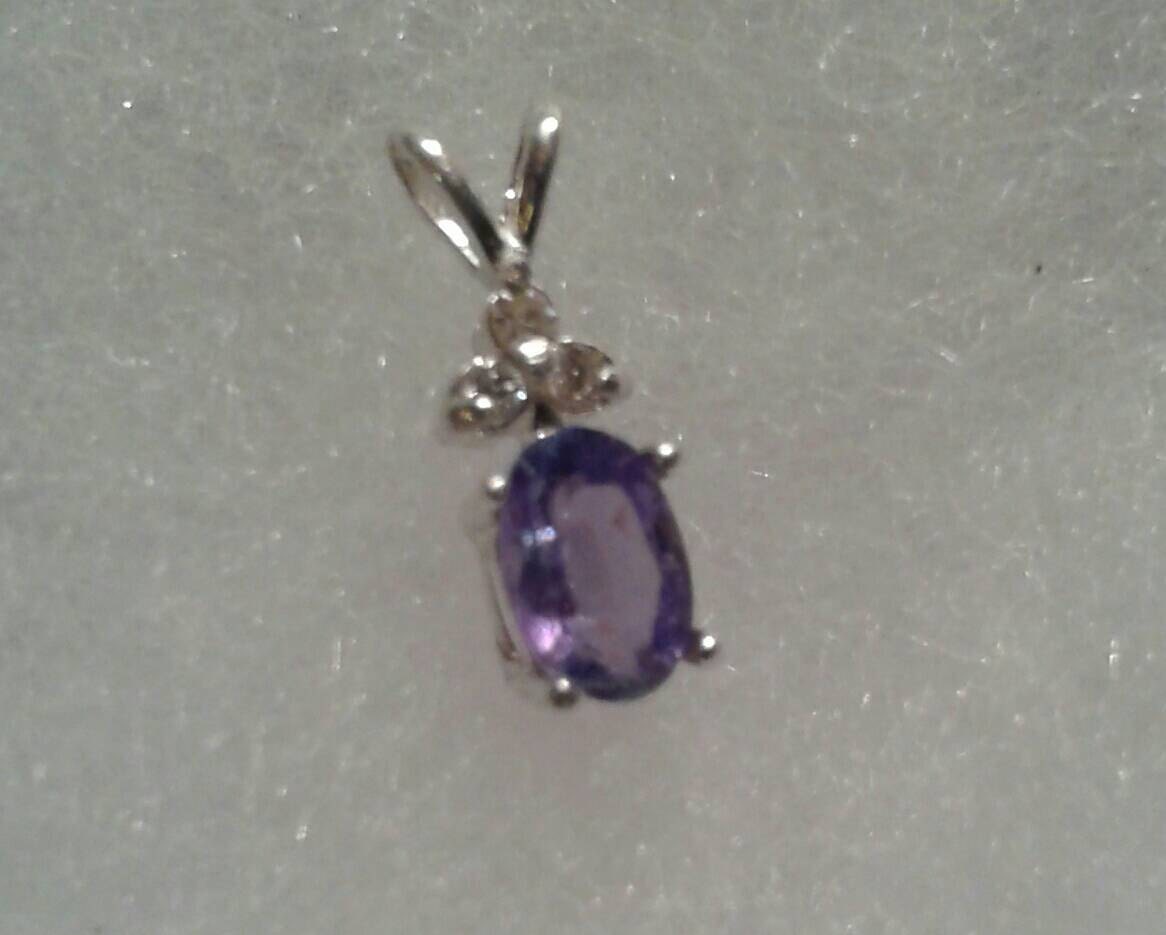 Natural Tanzanite Diamond accented Sterling Silver Necklace - Thumbnail 3