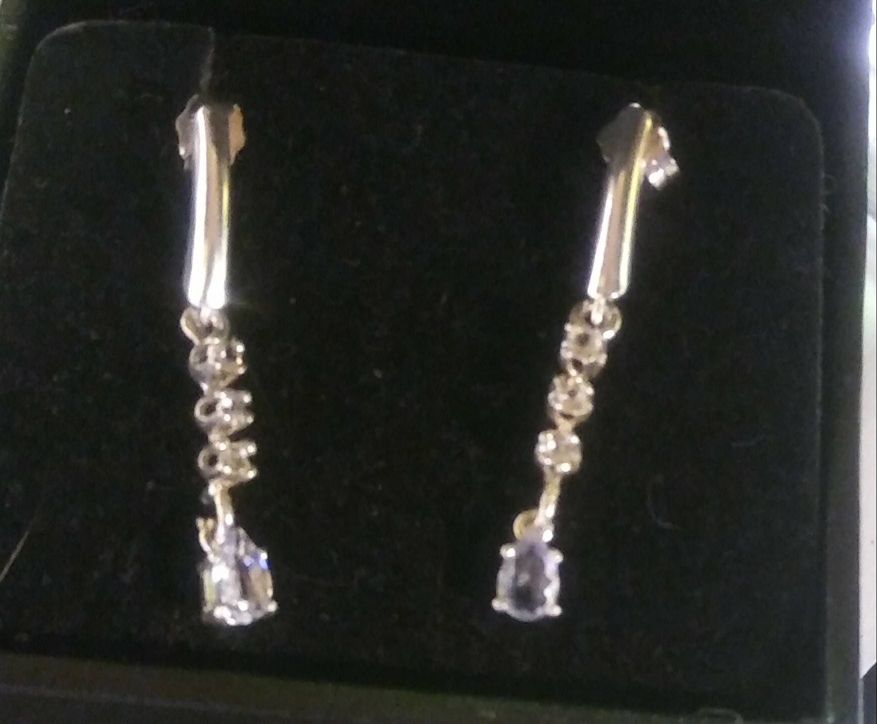 Natural Extremely Rare Tenebrescent Hackmanite Sapphire accented Sterling Silver Earrings (Comes with report)