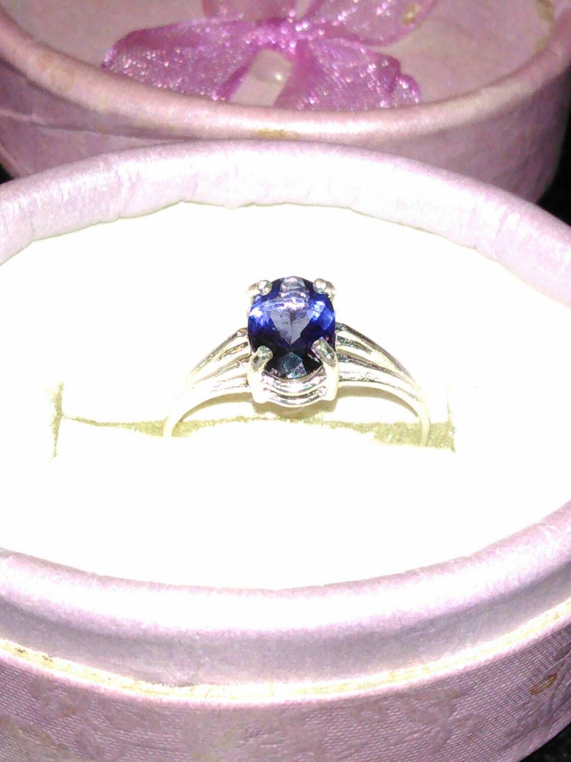 Natural Iolite Sterling Silver Engagement Ring - Thumbnail 2