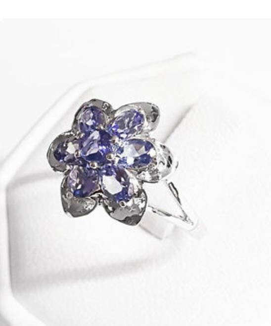 Natural Tanzanite Sterling Silver Ring - Thumbnail 2