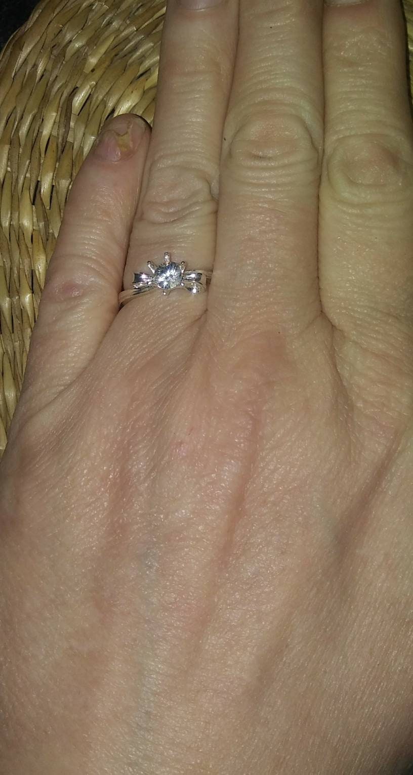 Natural White Zircon Sterling Silver Engagement Ring - Thumbnail 3