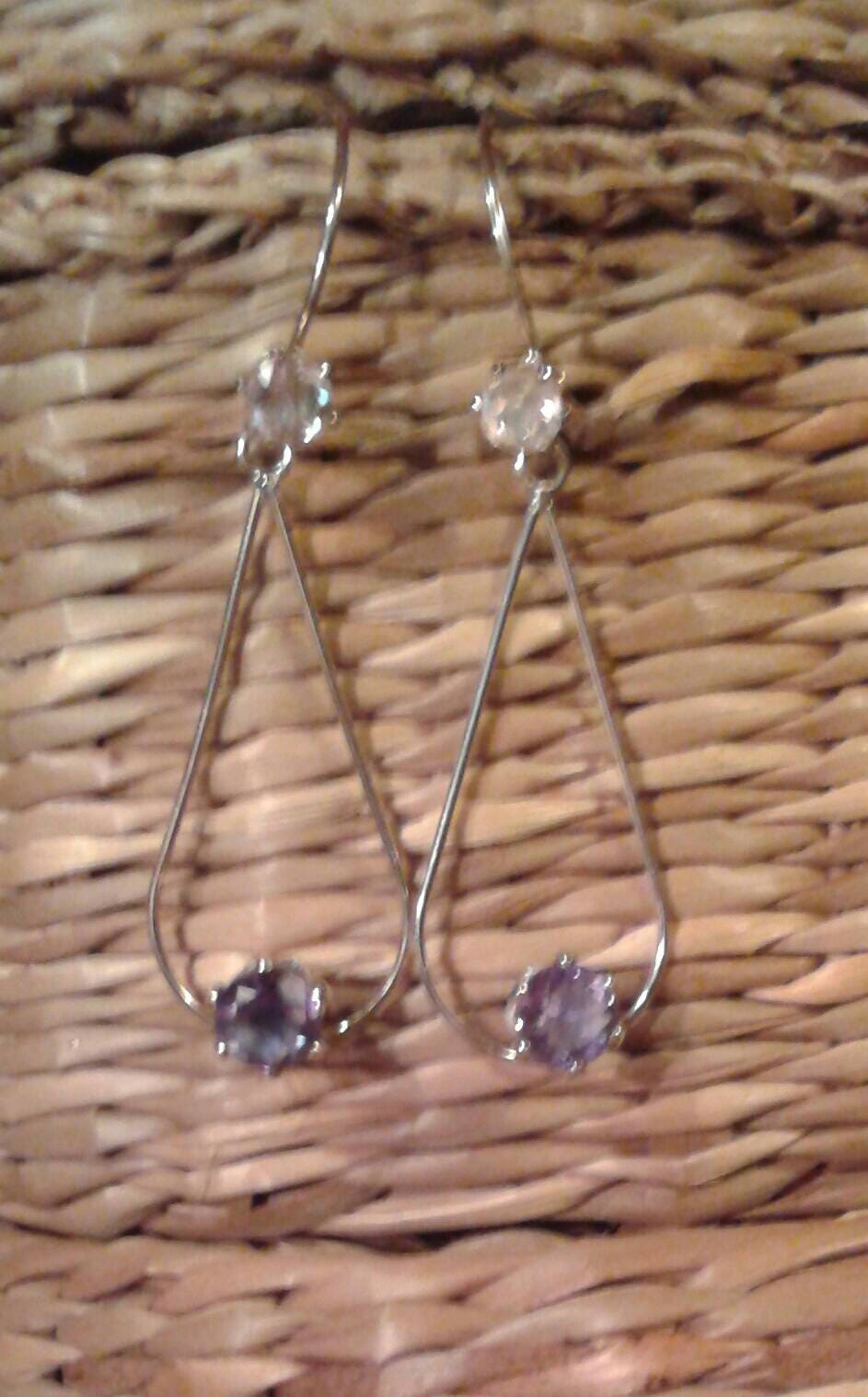 Natural Color Change Fluorite  Morganite accented Sterling Silver Earrings - Thumbnail 3