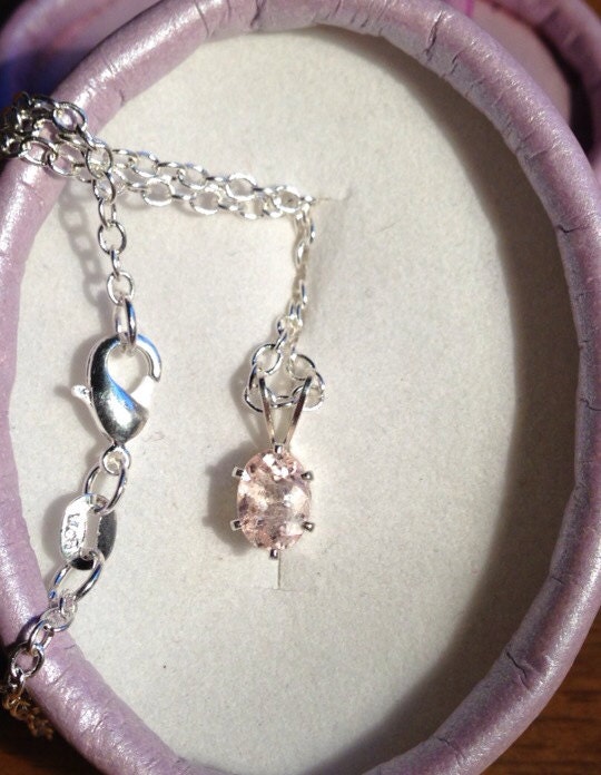 Natural Morganite Sterling Silver Necklace