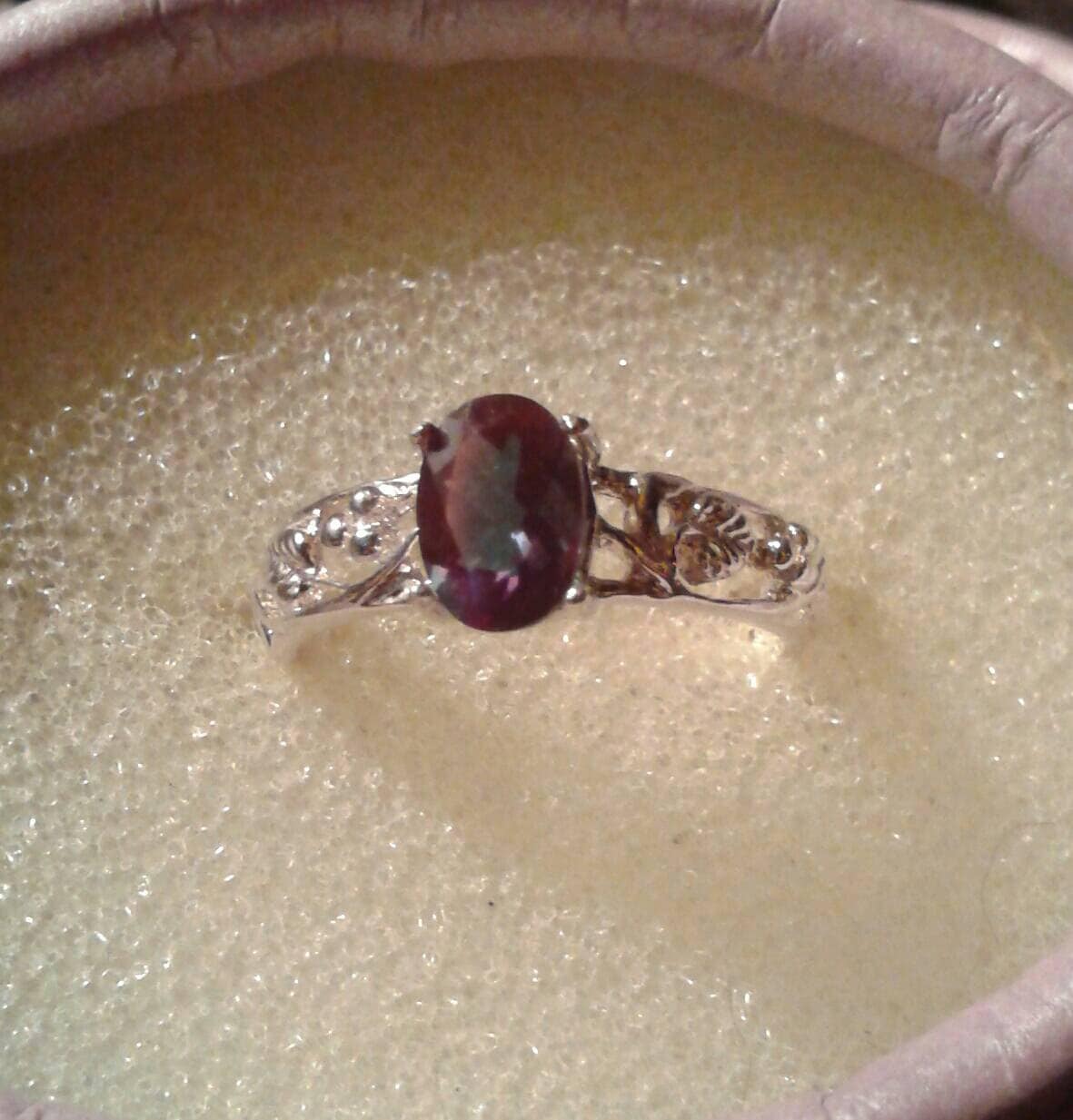 Natural Green Andesine Sterling Silver Ring - Thumbnail 3
