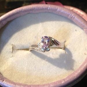 Natural Rare Pink Tanzanite 10K White Gold Ring (COMES WITH REPORT)