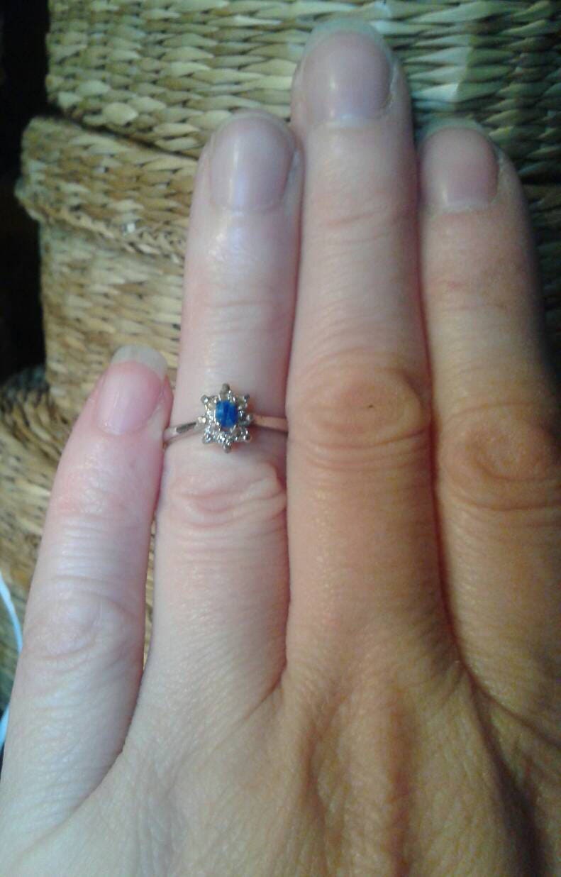 Natural Rare Blue Afghanite Diamond accented Sterling Silver Engagement Ring (Comes with report) - Thumbnail 3