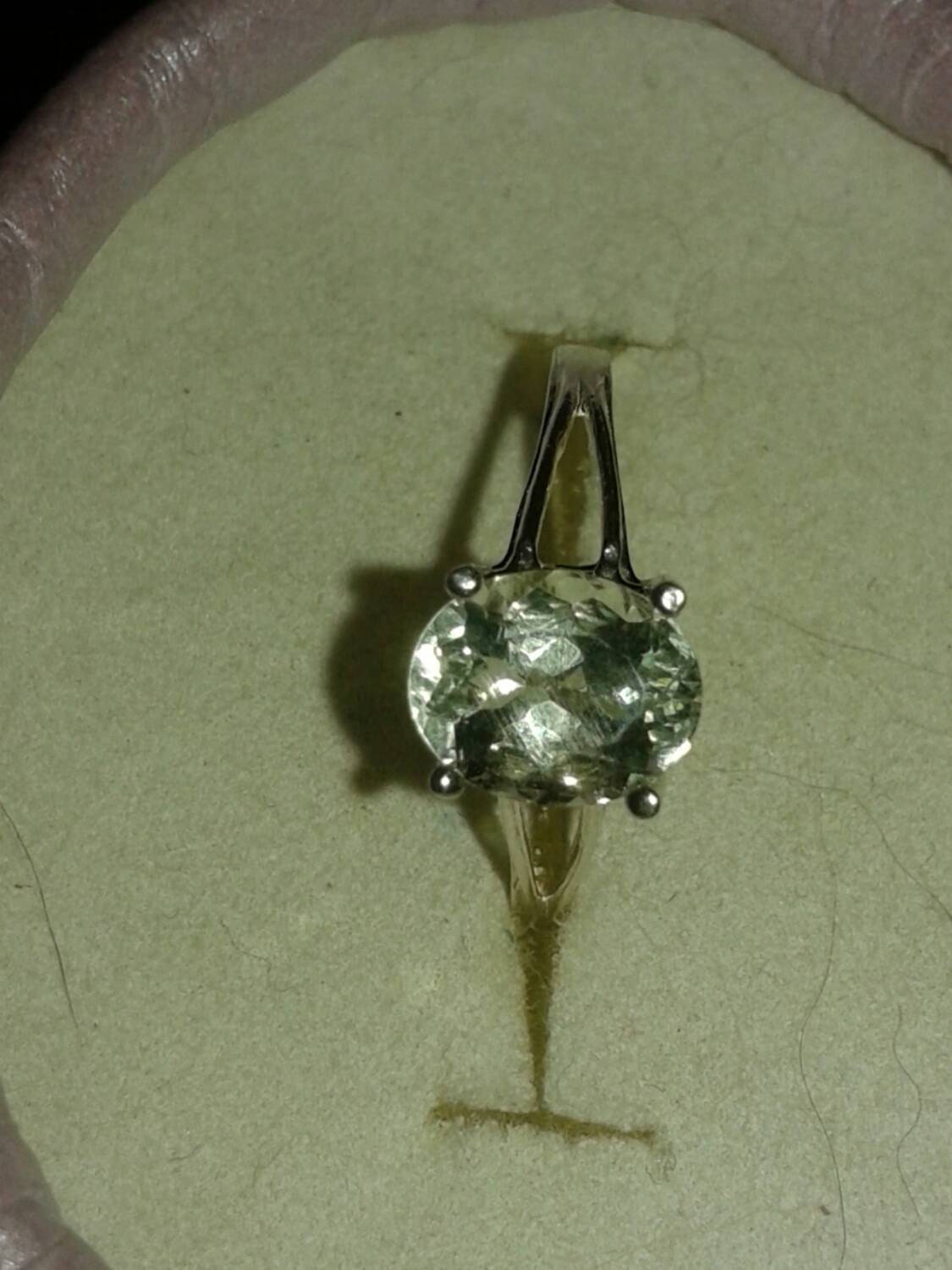 Natural Green Amethyst (Prasiolite) Sterling Silver Engagement Ring - Thumbnail 4