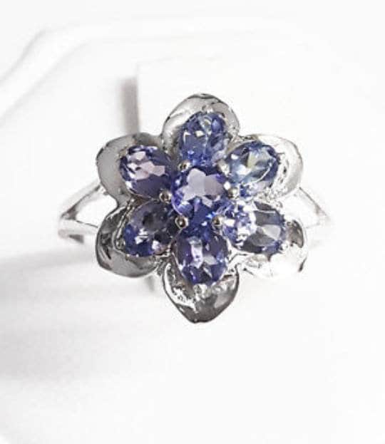 Natural Tanzanite Sterling Silver Ring