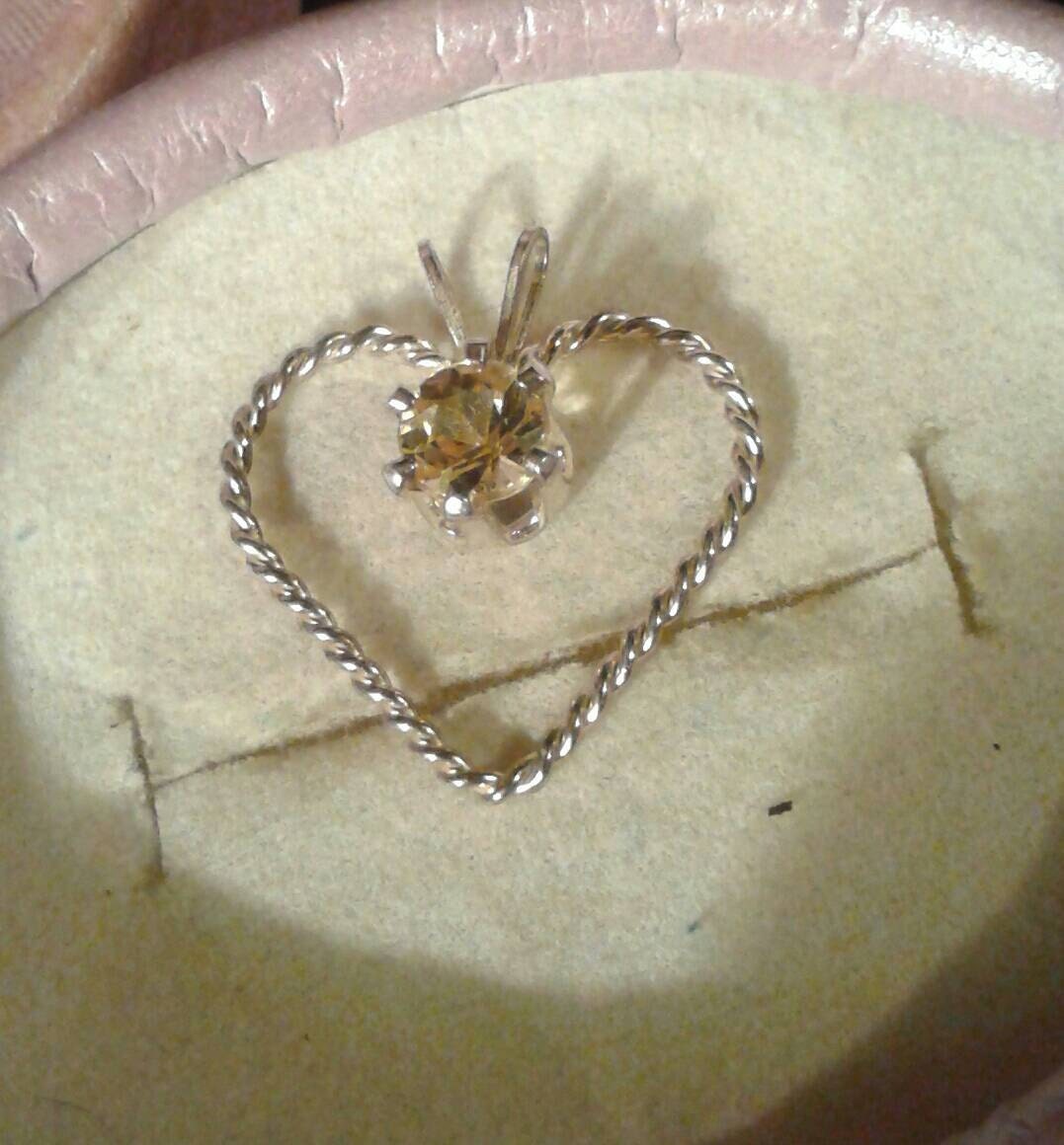 Natural Heliodor Sterling Silver Heart Necklace - Thumbnail 5