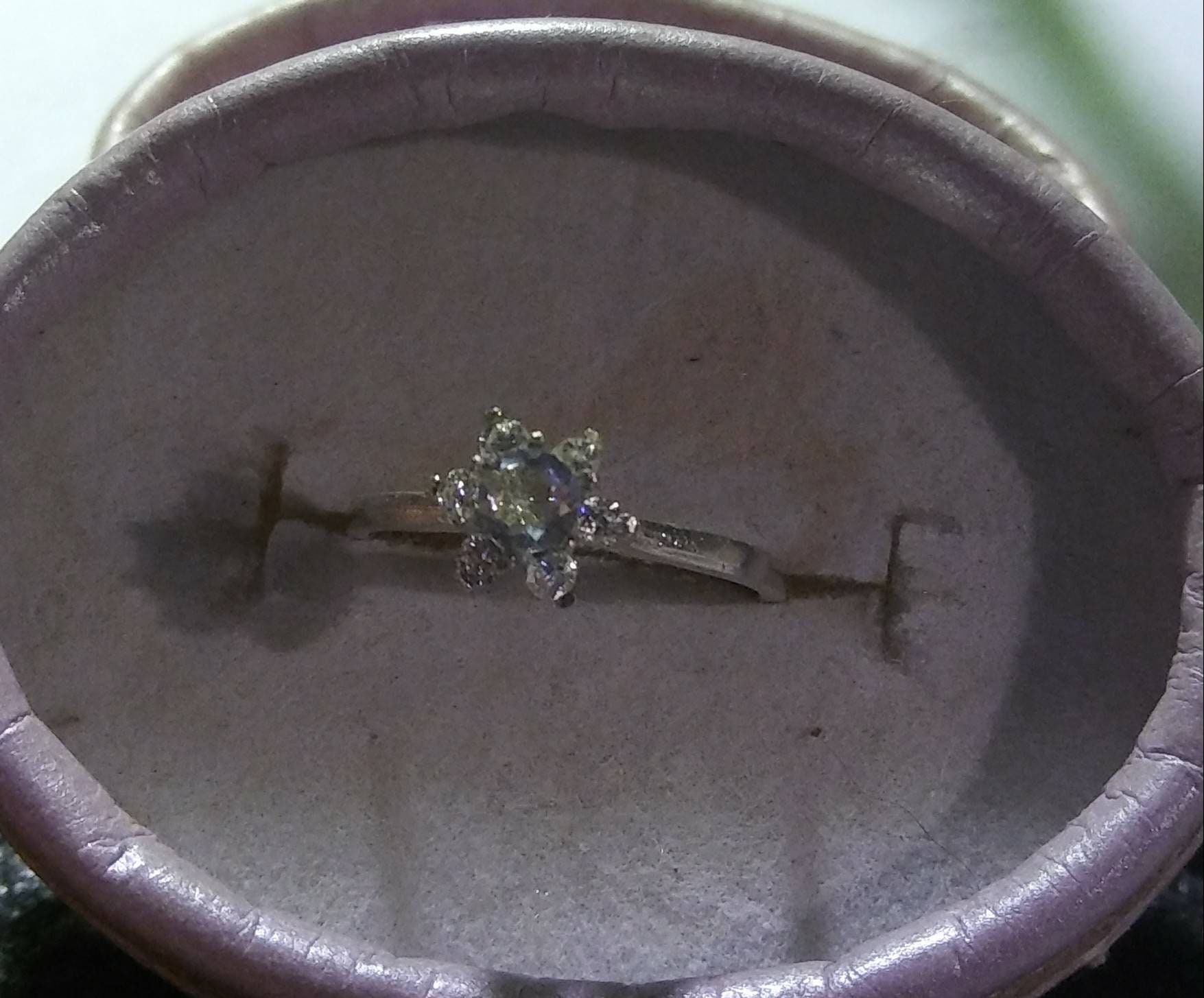 Natural Extremely Tenebrescent Rare Hackmanite, & Natural Diamond accented Sterling Silver Engagement Ring (Comes with report) - Thumbnail 5
