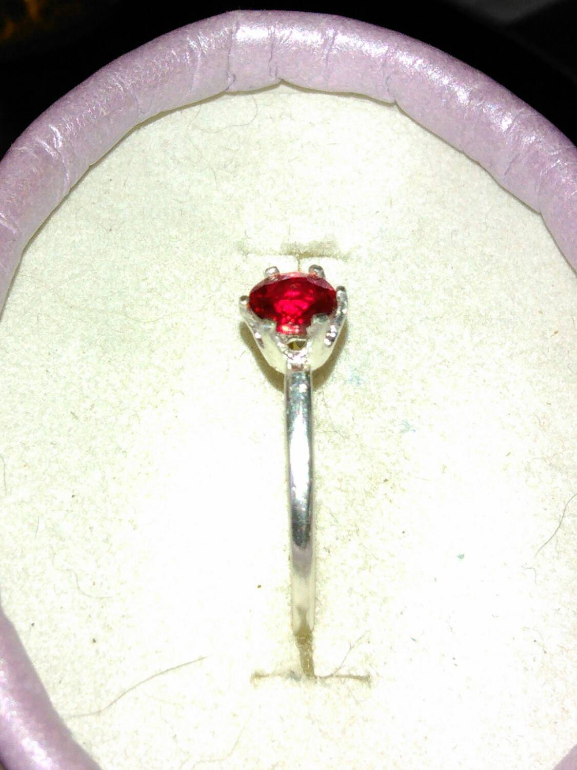 Natural Ruby Sterling Silver Engagement Ring - Thumbnail 3