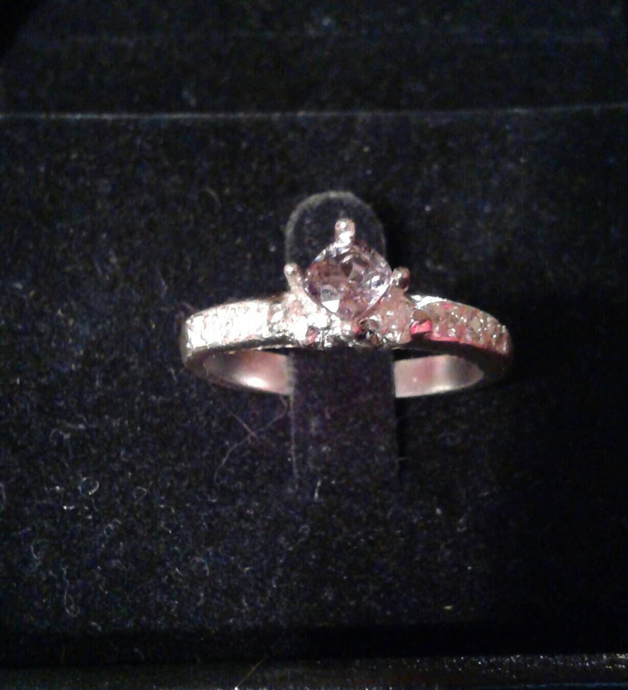 Natural Violet Spinel Diamond accented Sterling Silver Engagement Ring