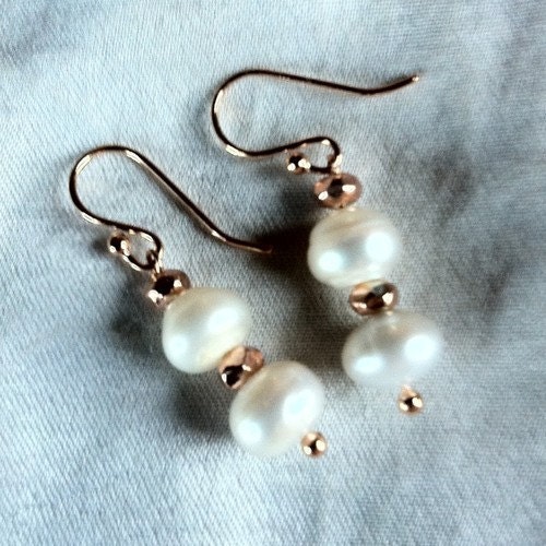Pearl 14K Rose Gold Vermeil Earrings - Image 1