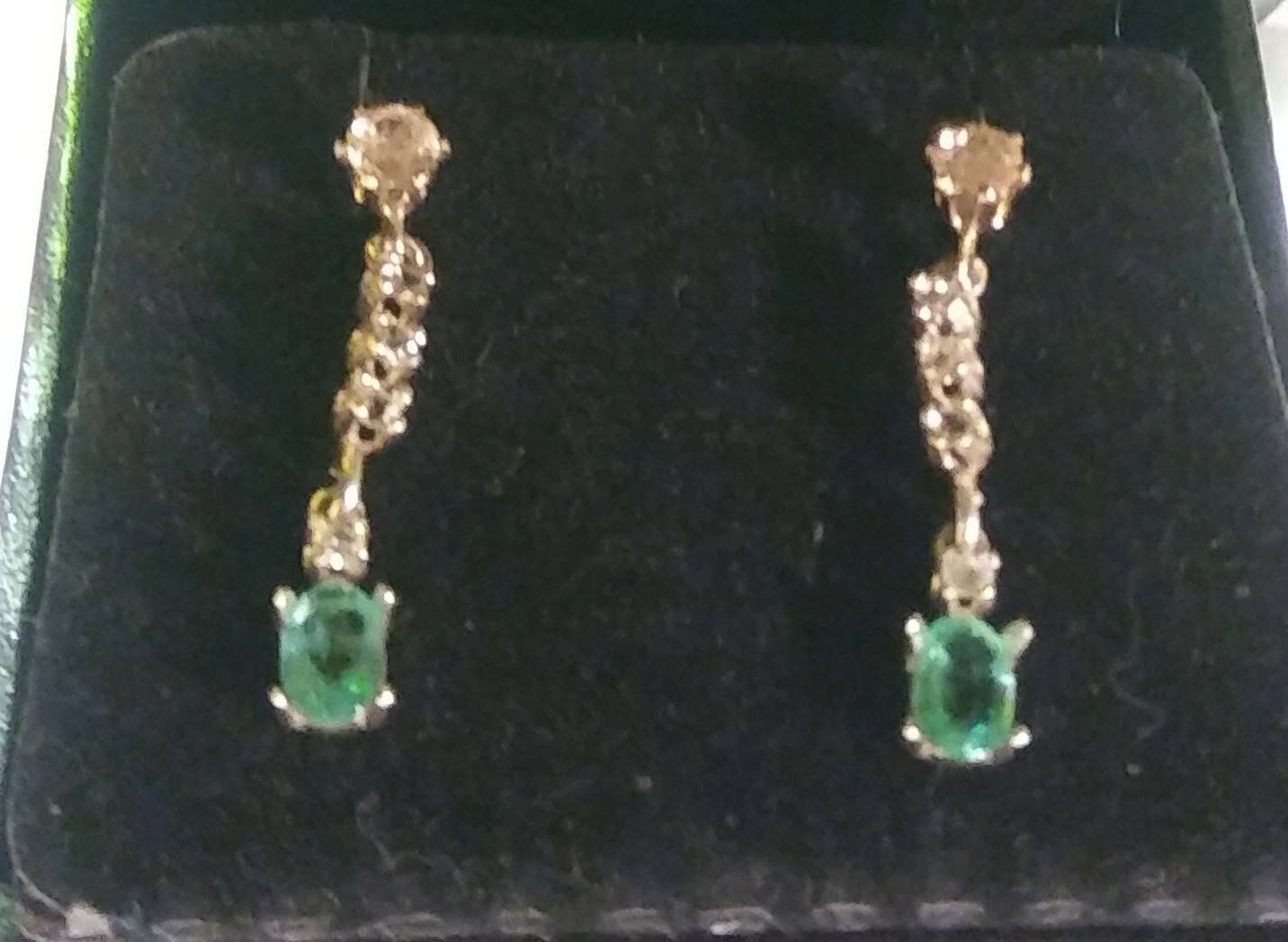 Natural Emerald Morganite & White Zircon accented Sterling Silver Earrings - Thumbnail 3