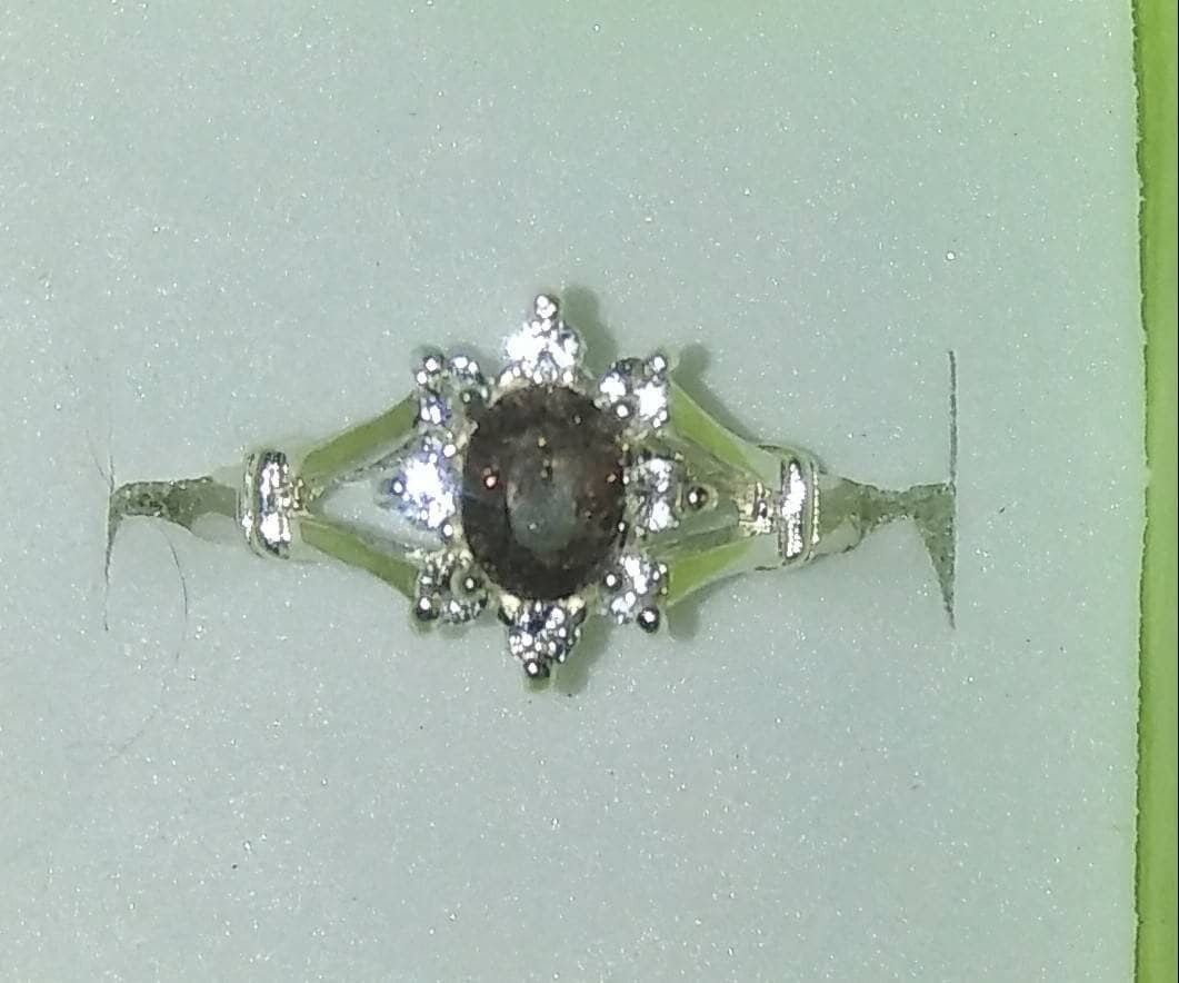 Natural Color Change Axinite White Sapphire accented Sterling Silver Engagement Ring