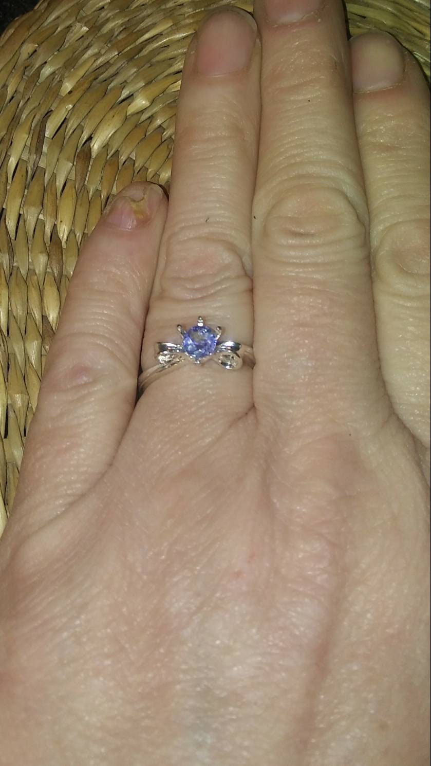 Natural Tanzanite Sterling Silver Engagement Ring - Thumbnail 2