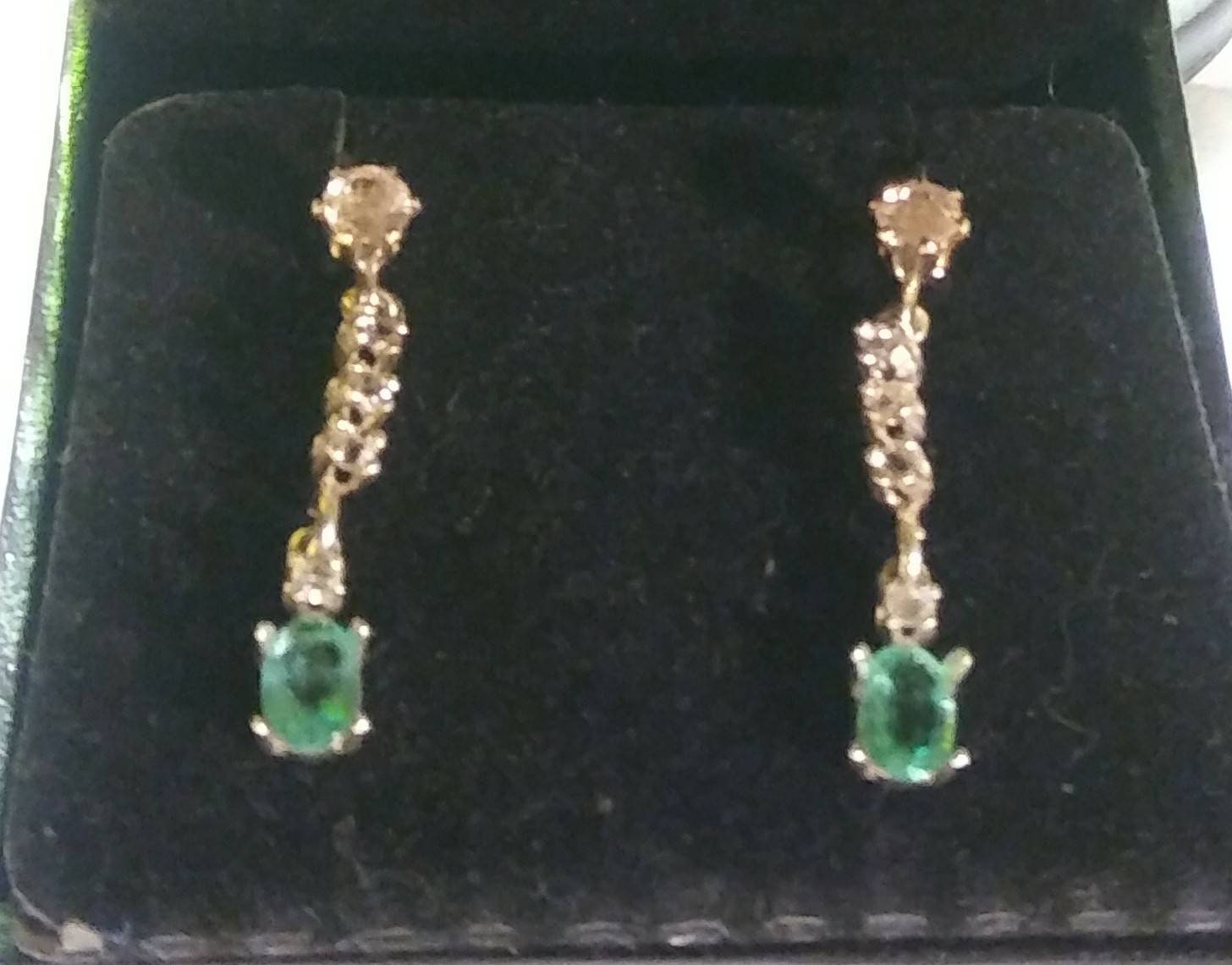 Natural Emerald Morganite & White Zircon accented Sterling Silver Earrings - Thumbnail 2