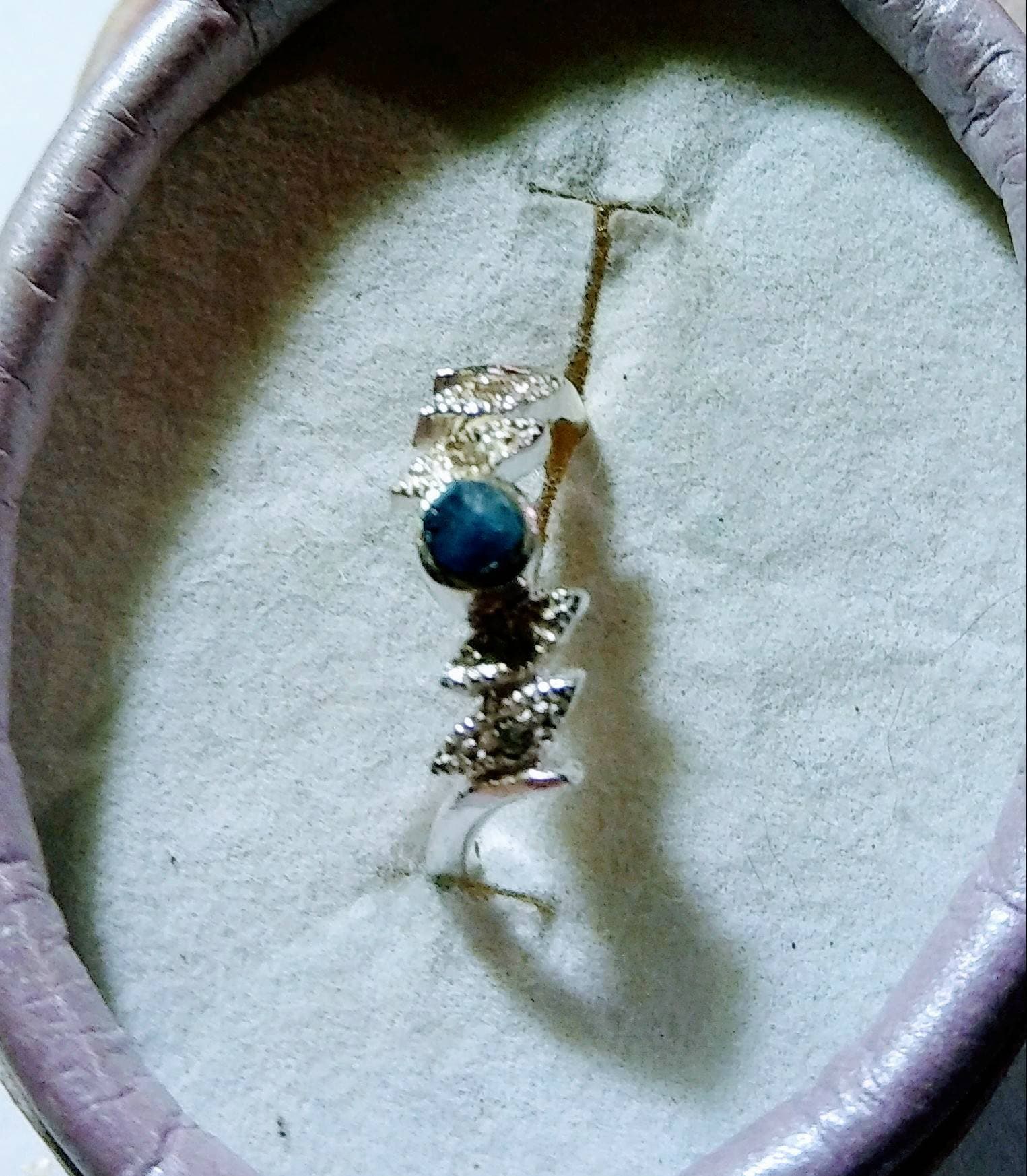 Natural Extremely Rare Benitoite Diamond accented Sterling Silver Wedding Ring (Comes with report) - Thumbnail 2