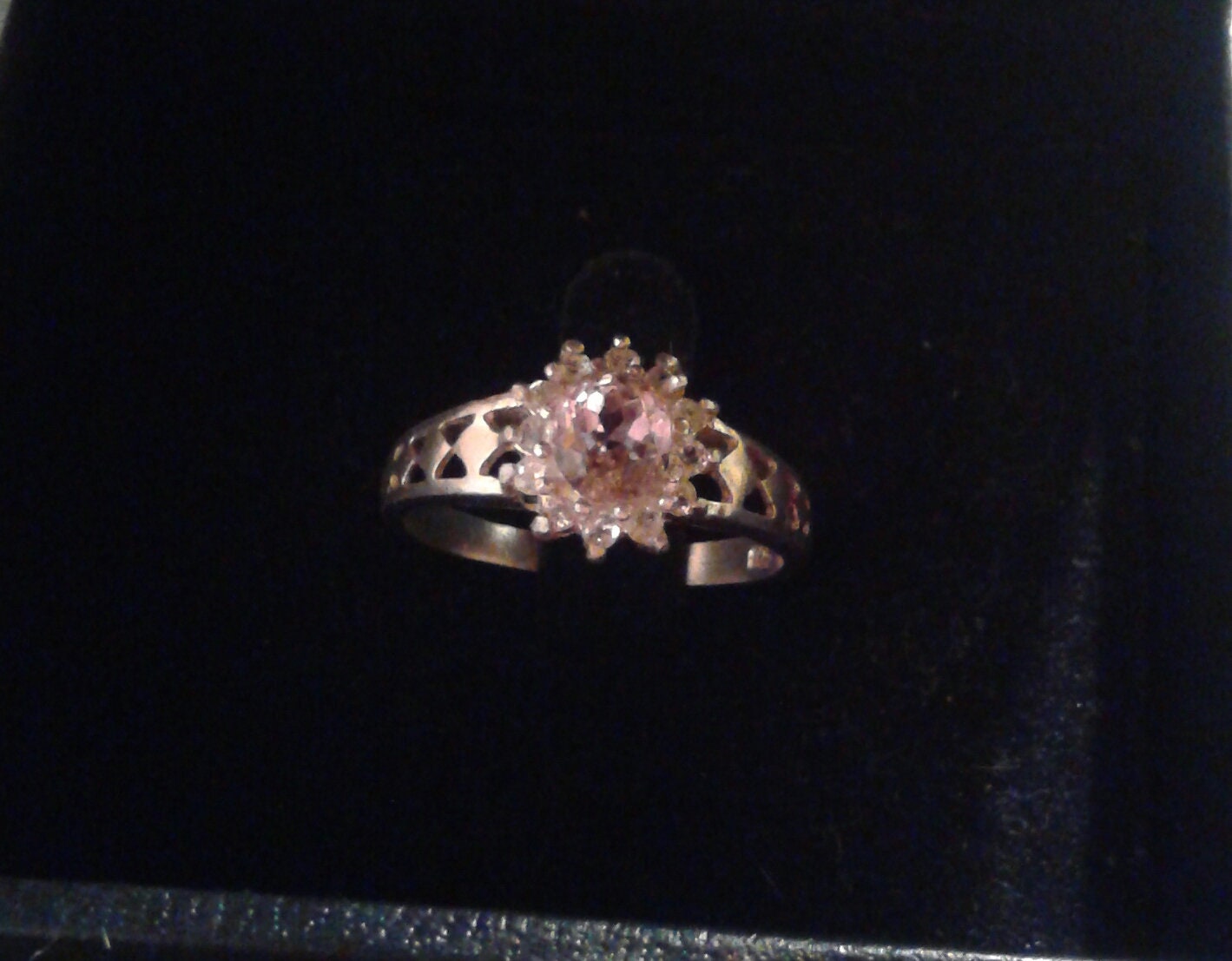 Natural Kunzite White Zircon accented Sterling Silver Engagement Ring - Thumbnail 3