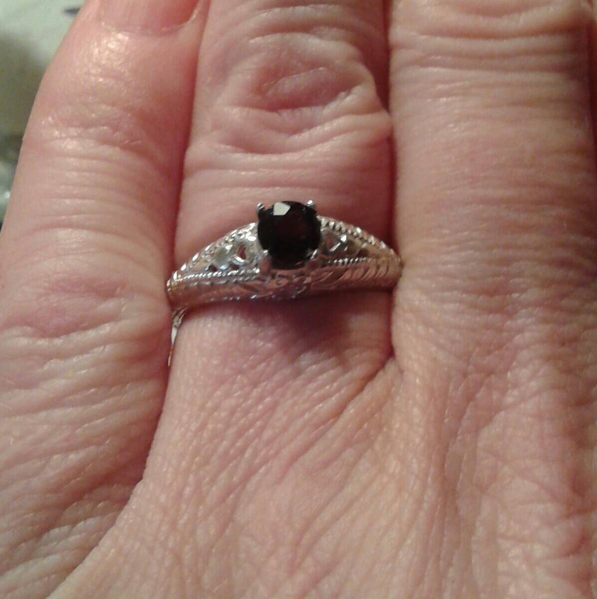 Natural Rare Epidote Sterling Silver Engagement Ring - Thumbnail 3