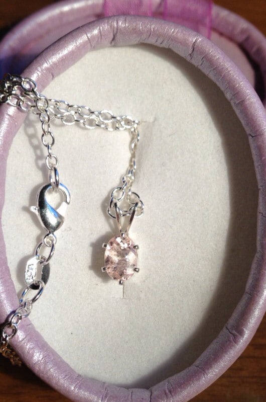 Natural Morganite Sterling Silver Necklace - Thumbnail 3