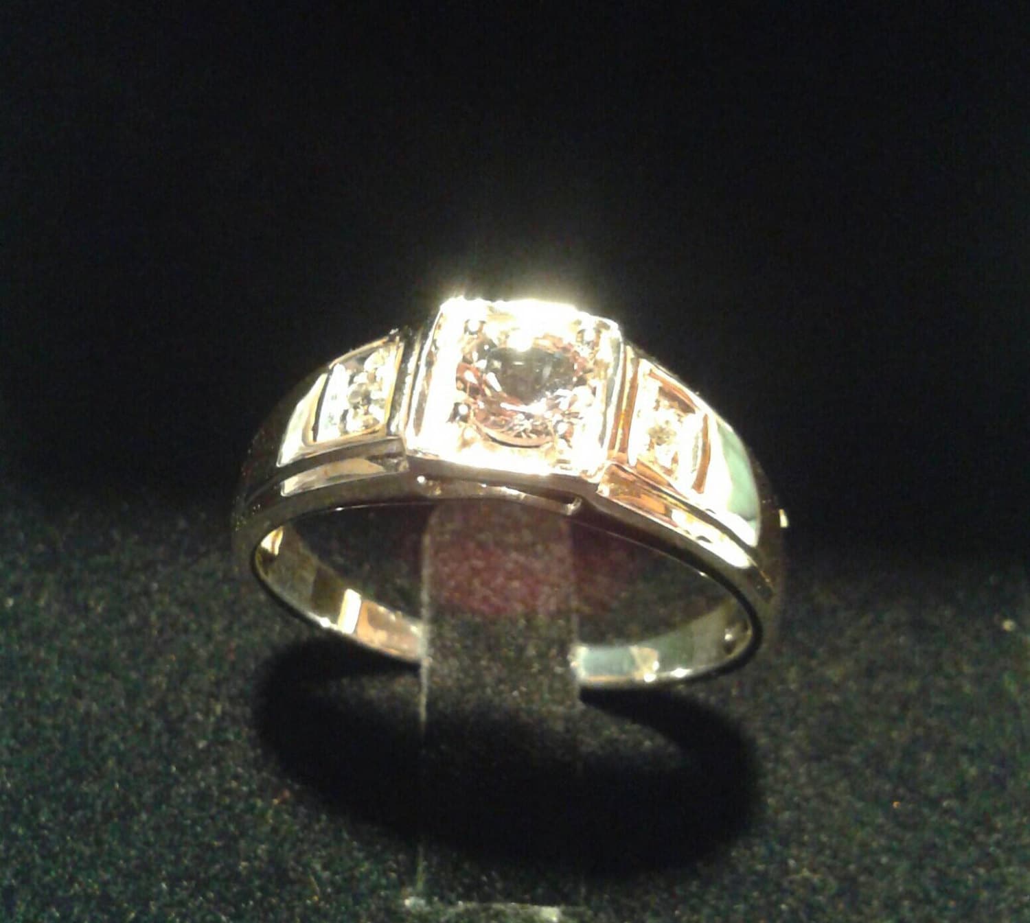 Natural Goshenite & Zircon Sterling Silver Gent's Ring - Thumbnail 3