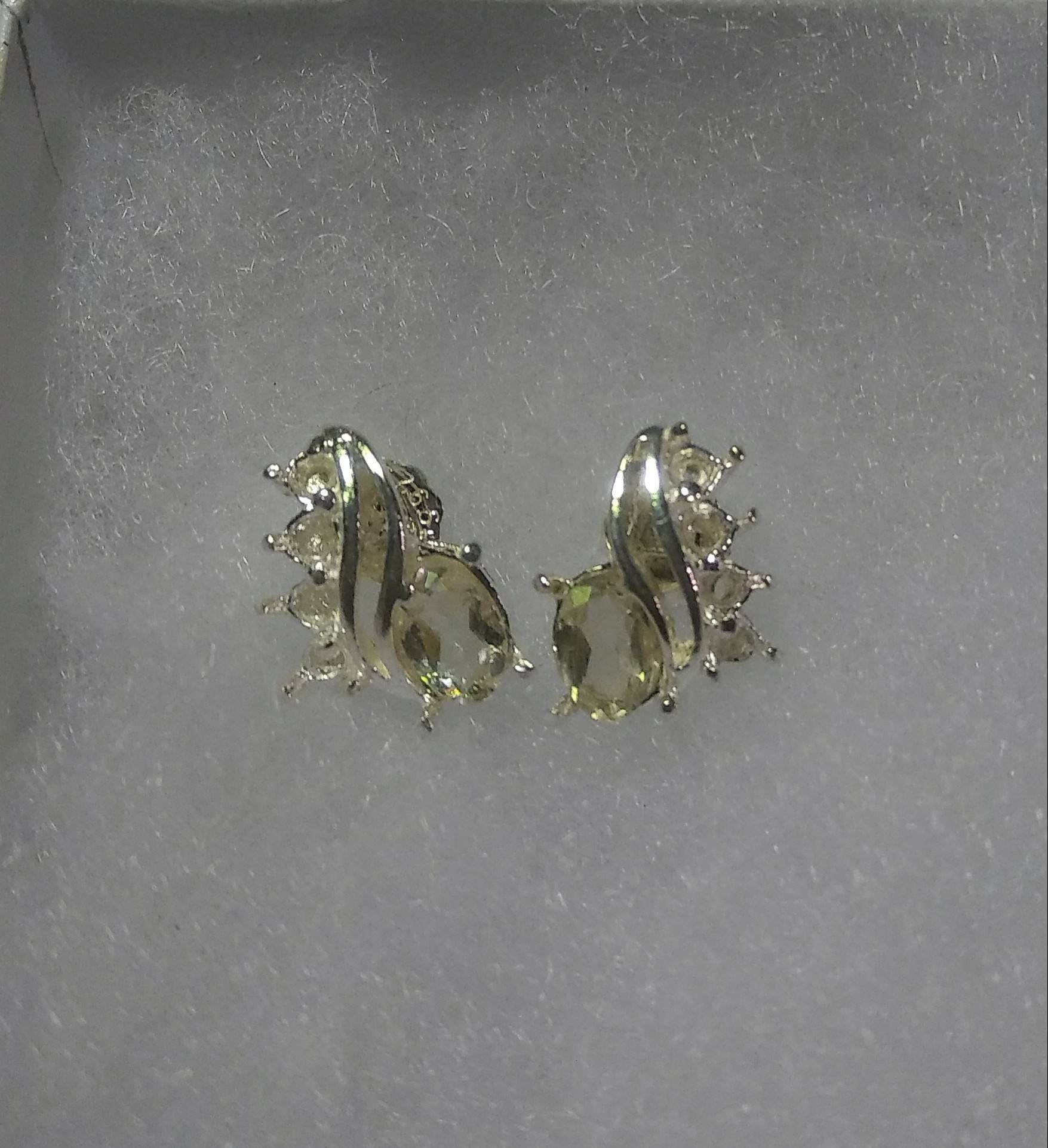 Natural Rare Scapolite(Tenebrecent) White Sapphire accented Sterling Silver Earrings - Thumbnail 4