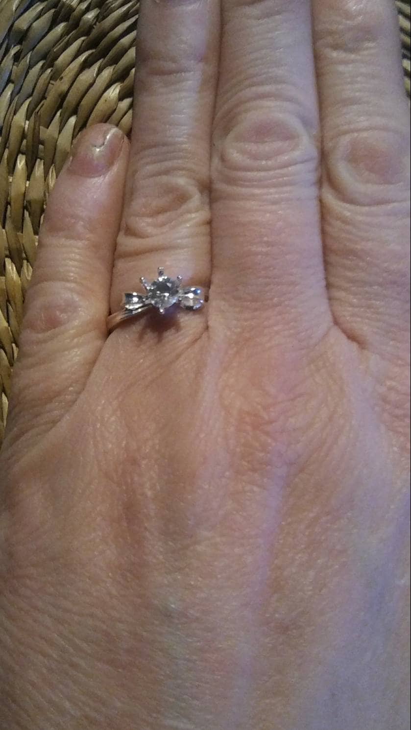 Natural White Zircon Sterling Silver Engagement Ring - Thumbnail 2