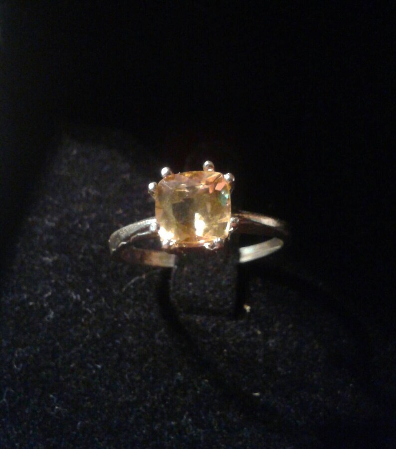 Natural Golden Heliodor Sterling Silver Engagement Ring