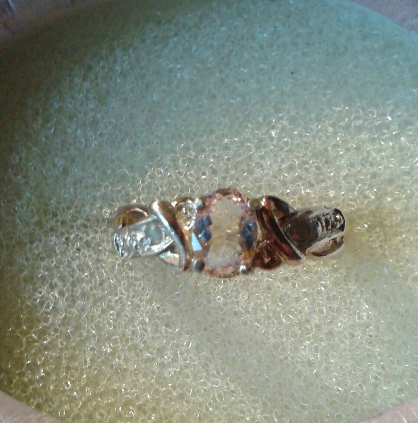 Natural Morganite, Diamond accented 10K Rose Gold Engagement Ring