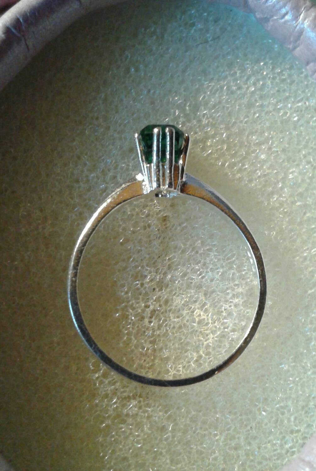 Natural Green Verdelite Tourmaline Sterling Silver Engagement Ring - Thumbnail 3