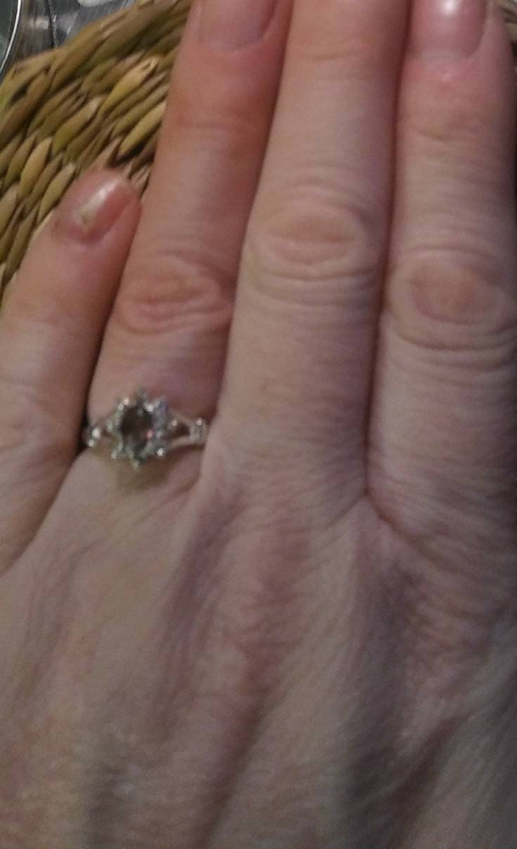 Natural Color Change Axinite White Sapphire accented Sterling Silver Engagement Ring - Thumbnail 5