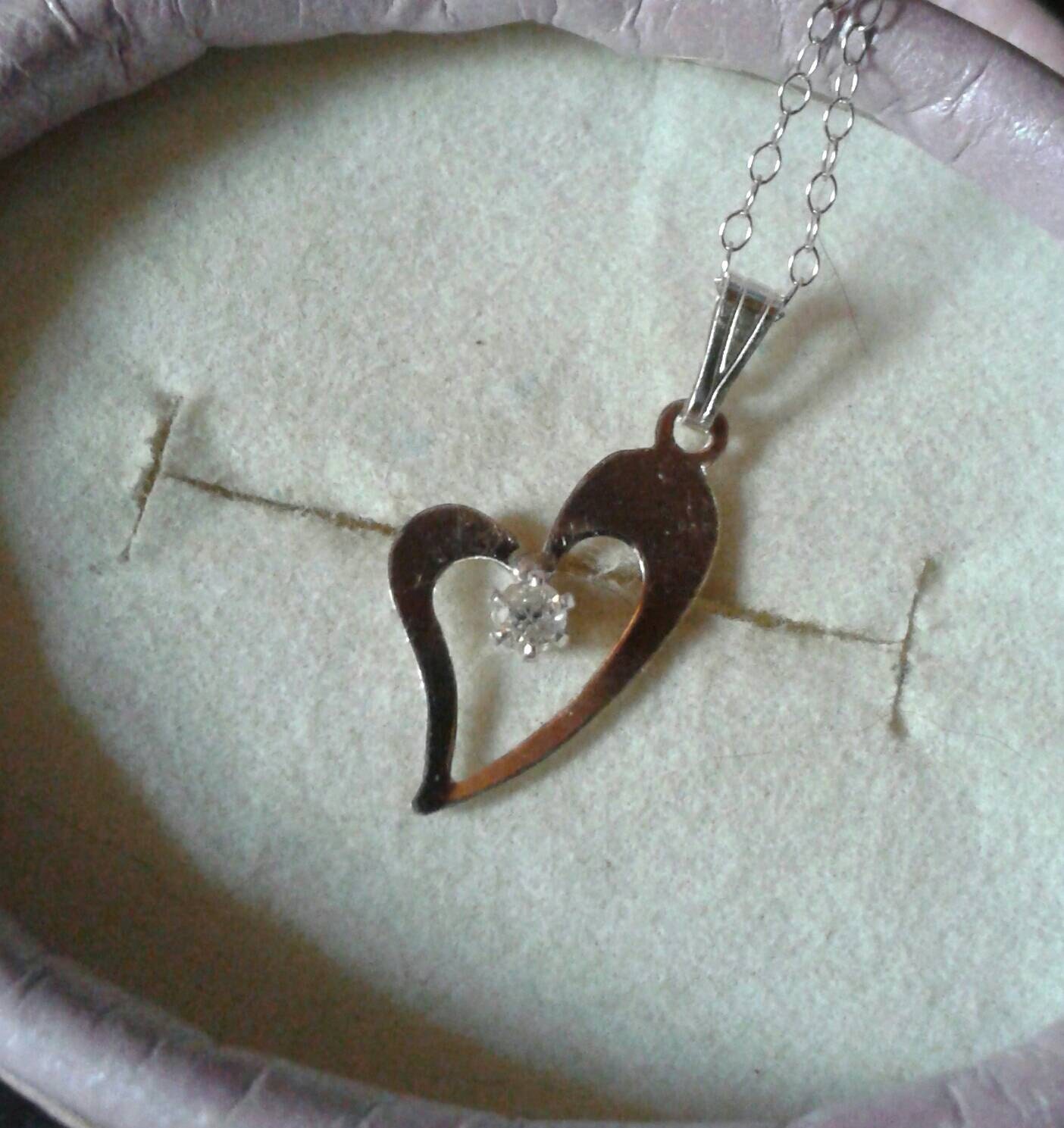 Natural Diamond 14K Rose Gold vermeil Weeping Heart Necklace - Thumbnail 2